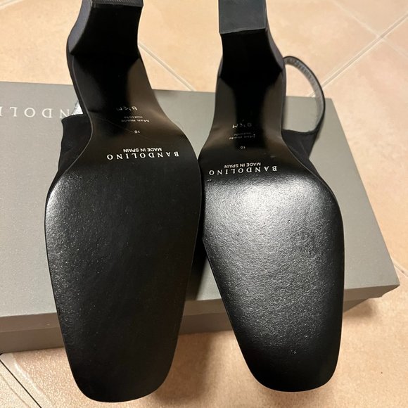 Bandolino Black Dress Heels - Block Heel, Round Toe w/Rhinestone Buckle - 8.5 - Picture 4 of 4